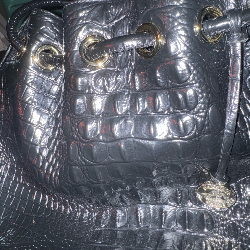 Brahmin Black Crocodile-Embossed Shoulder Bag